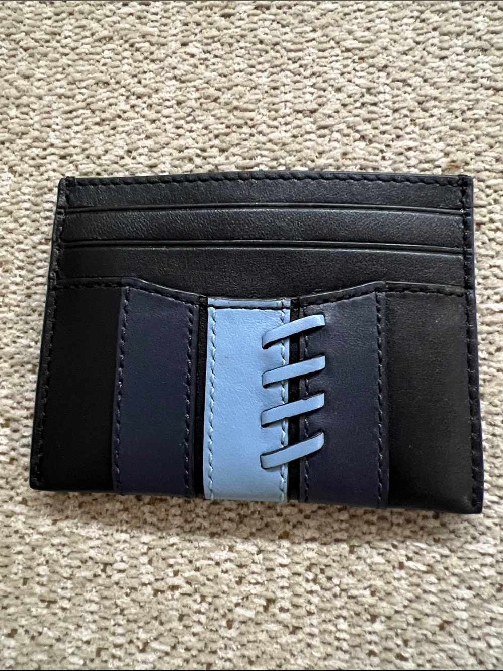 Coach Men's Black and Blue Leather Card Holder